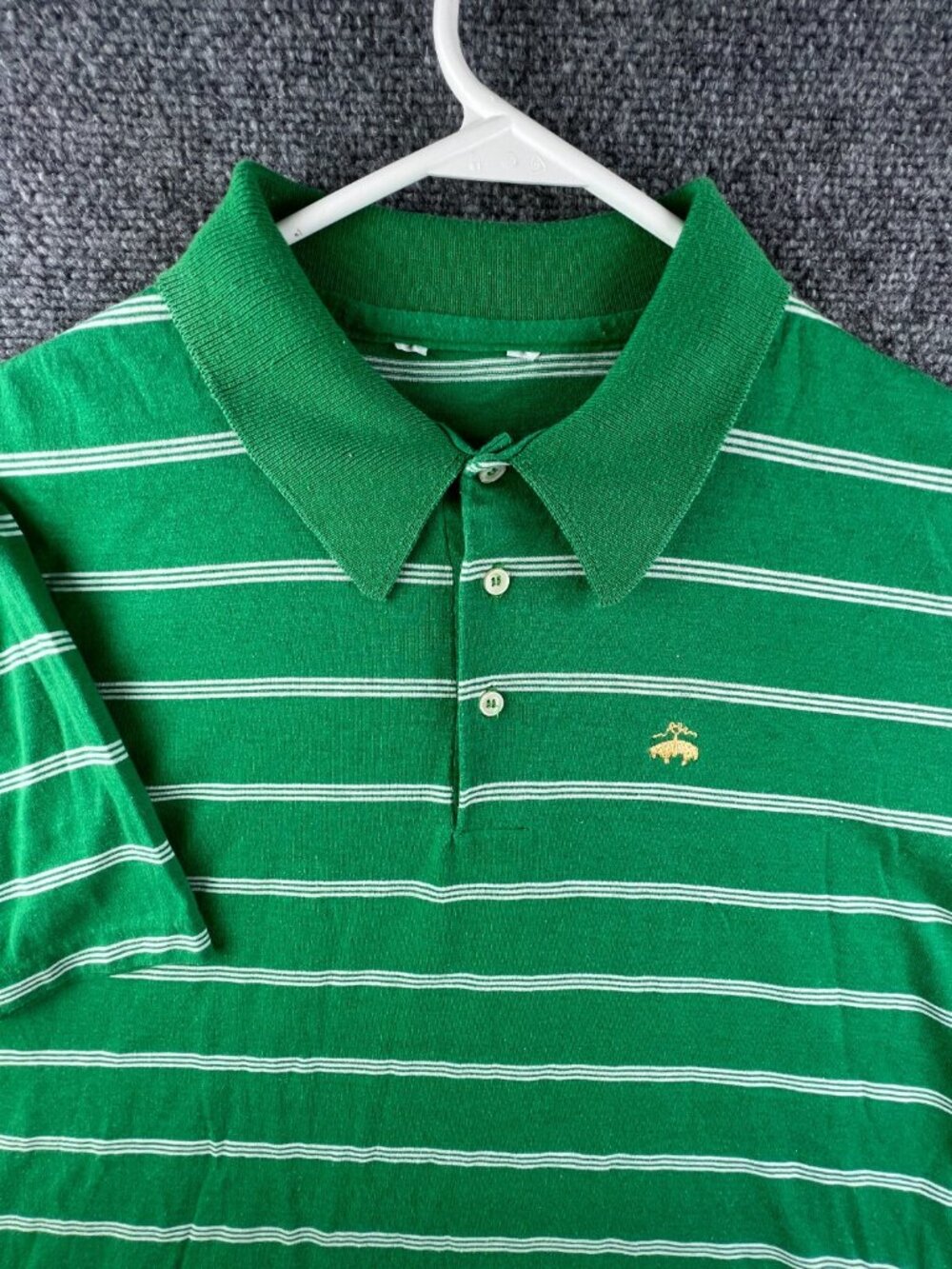 VTG 70’s 80’s Brooks Brothers Polo Shirt Striped Green White Point Collar Light